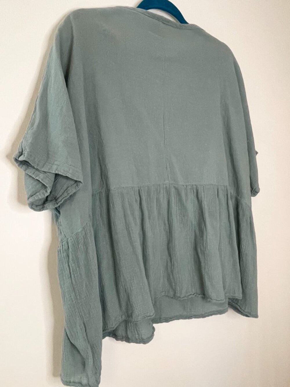 Oh My Gauze! Sage Green Lagenlook Gauze Boho Oversized Lightweight Shirt XL - Picture 8 of 8